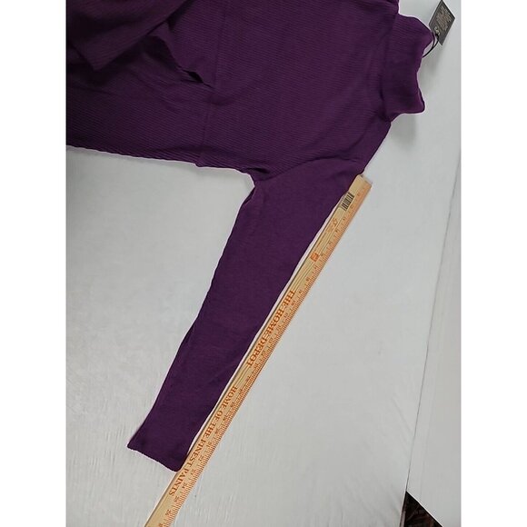 DG2 Diane Gilman Sweater Sz M Purple Turtleneck High Waist Faux Wrap Soft Knit - Picture 5 of 13